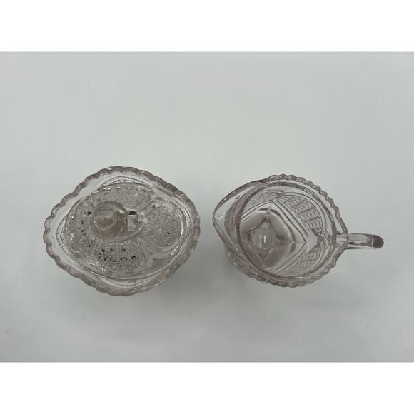 19th Century Pressed WESTMORELAND CROSS CANE MEDALLION Creamer and Sugar Set‎ - Picture 2 of 4